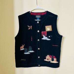 WOOLRICH Vintage Embroidered 100% Wool Vest